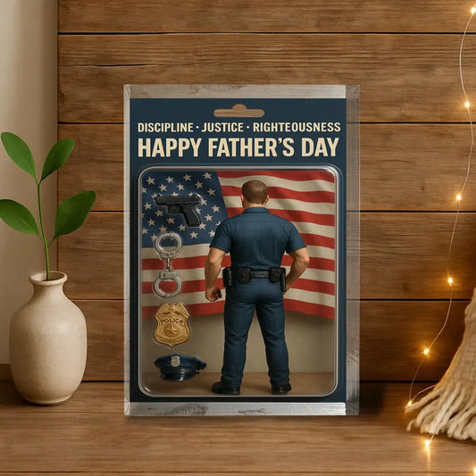 Personalized Father’s Day Gift – Police Dad Acrylic Block – Custom Law Enforcement Keepsake – Gift for Hero Dad from Kids or Wife