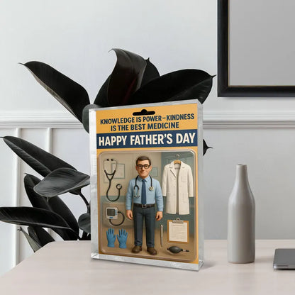 Personalized Father’s Day Gift – Doctor Dad Acrylic Block – Custom Medical Keepsake for Physician Father – Unique Gift from Kids or Wife