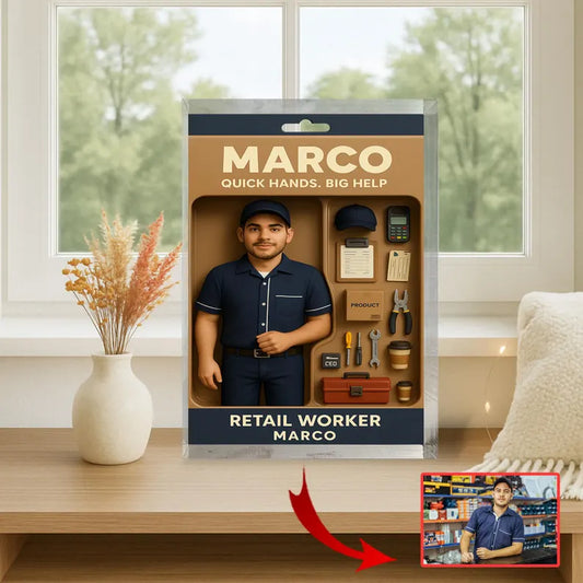 Personalized Retail Worker Gift – Custom Acrylic Block Honoring Store Staff & Team Members – Appreciation Display for Frontline Heroes