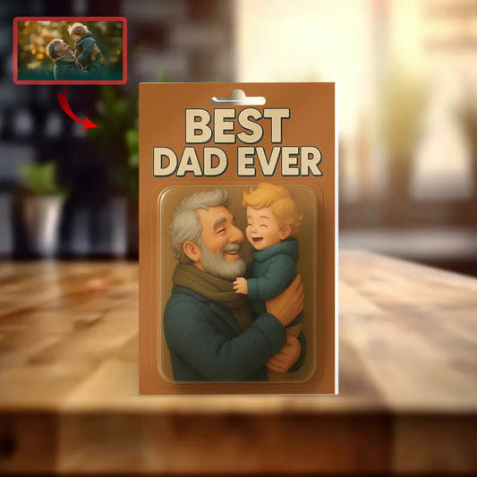 Personalized Best Dad Ever Acrylic Block – Custom Hug Scene with Child – Unique Father’s Day or Birthday Gift, Add Your Photo & Text