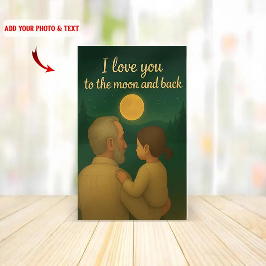 Personalized I Love You to the Moon and Back Acrylic Block – Custom Starry Night Scene with Grandpa and Child – Add Your Photo & Text
