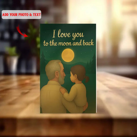 Personalized I Love You to the Moon and Back Acrylic Block – Custom Starry Night Scene with Grandpa and Child – Add Your Photo & Text