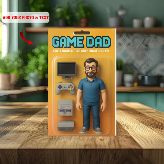Personalized Game Dad Acrylic Block – Retro Gamer Figurine with Console, Controller & Screen – Fun Father’s Day or Birthday Gift for Dad