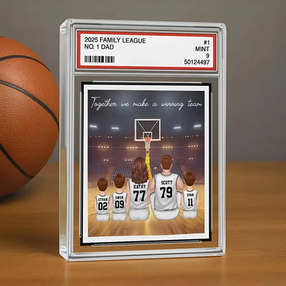 Custom Football Dad Gift – Personalized Father's Day Acrylic Block, Trading Card Style Keepsake with Kids' Names and Jersey Numbers