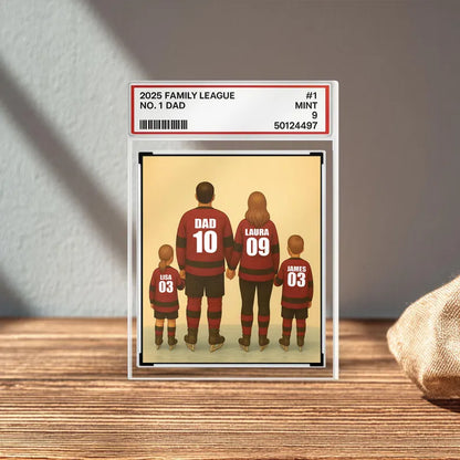 Hockey Dad Gift – Personalized Father's Day Acrylic Block, Custom Trading Card with Family Jersey Names and Numbers, Team Dad Keepsake