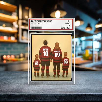 Hockey Dad Gift – Personalized Father's Day Acrylic Block, Custom Trading Card with Family Jersey Names and Numbers, Team Dad Keepsake