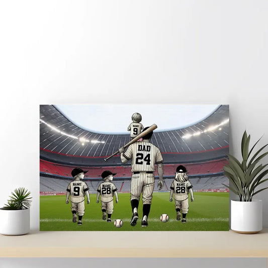Retro Vintage Baseball Daddy's Dream Team Unframe 2D Canvas, Father's Day Gift for Dads, Baseball Dad Gift, Baseball dad lovers