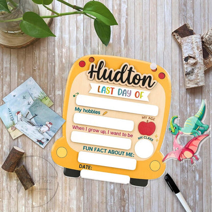 Personalized First Day School Sign, Kindergarten 1st Day of School Sign Reusable, Custom First Day School Sign, Back to School Sign