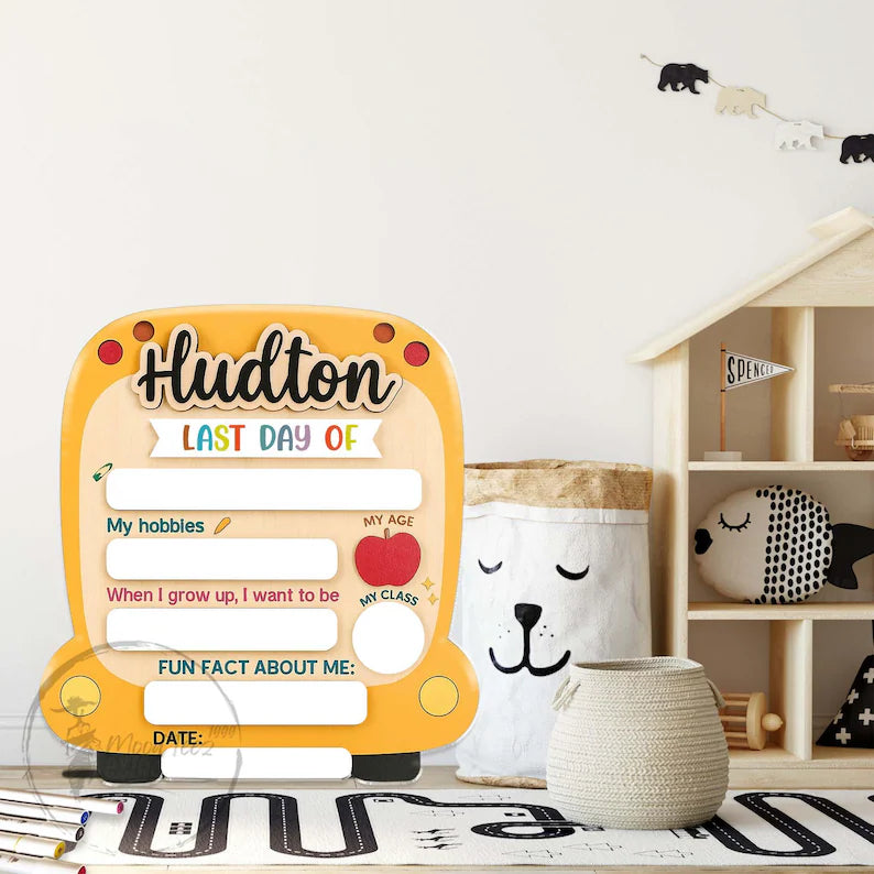 Personalized First Day School Sign, Kindergarten 1st Day of School Sign Reusable, Custom First Day School Sign, Back to School Sign