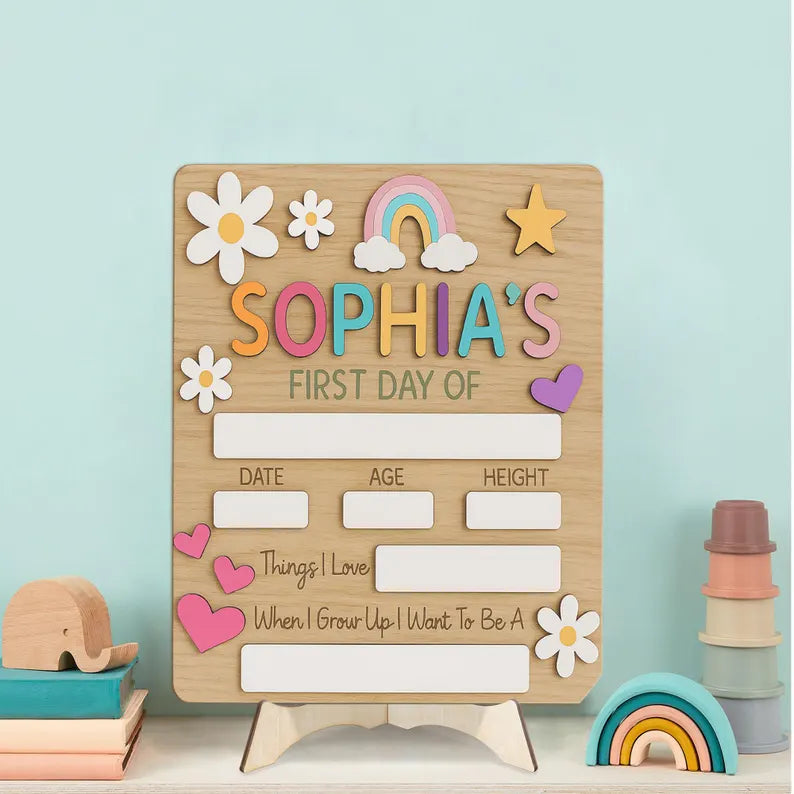 Customized First And Last Day School Sign, Back to School Sign, Kindergarten 1st Day of School Sign, First Day School Wooden School Board