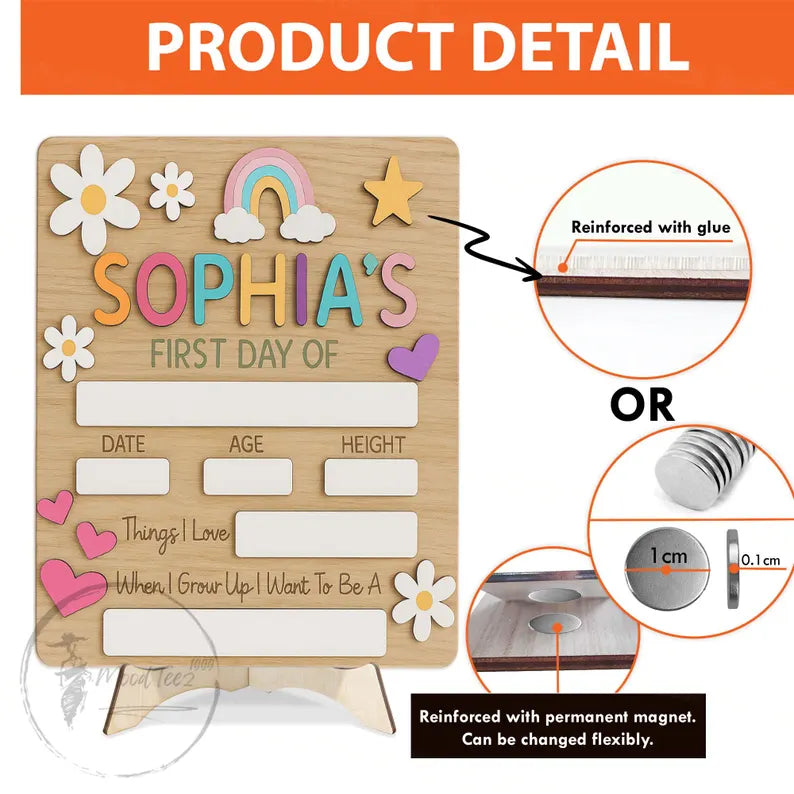 Customized First And Last Day School Sign, Back to School Sign, Kindergarten 1st Day of School Sign, First Day School Wooden School Board