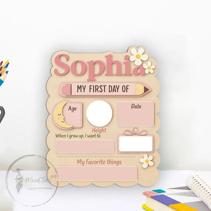 Personalized First Day School Sign, Back to School Sign, Kindergarten 1st Day of School Sign Reusable, Custom First Day School Sign