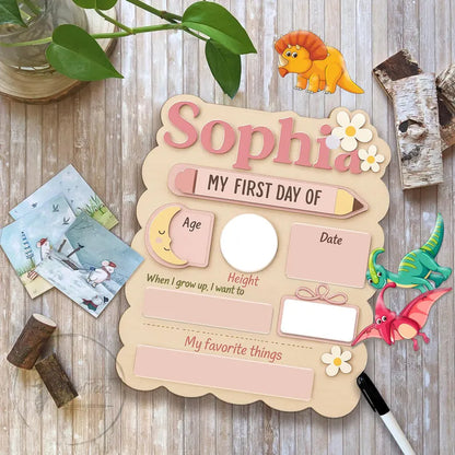 Personalized First Day School Sign, Back to School Sign, Kindergarten 1st Day of School Sign Reusable, Custom First Day School Sign