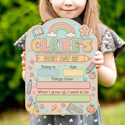 Personalized First And Last Day School Sign Reusable, Back to School Sign, Kindergarten 1st Day of School Sign, First Day School Board