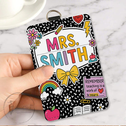 Composition Book Teacher ID Badge Holder, Back To School Gift, Lanyard Accessories, Teacher Appreciation, Teacher Gifts, Custom ID Holder