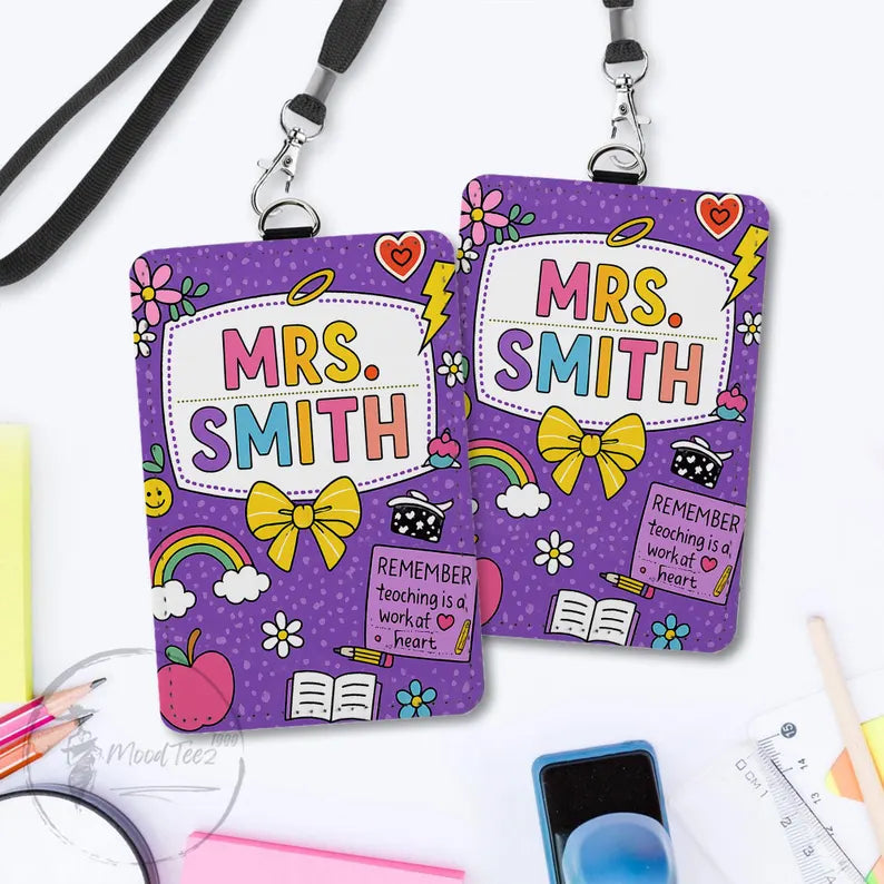 Composition Book Teacher ID Badge Holder, Back To School Gift, Lanyard Accessories, Teacher Appreciation, Teacher Gifts, Custom ID Holder