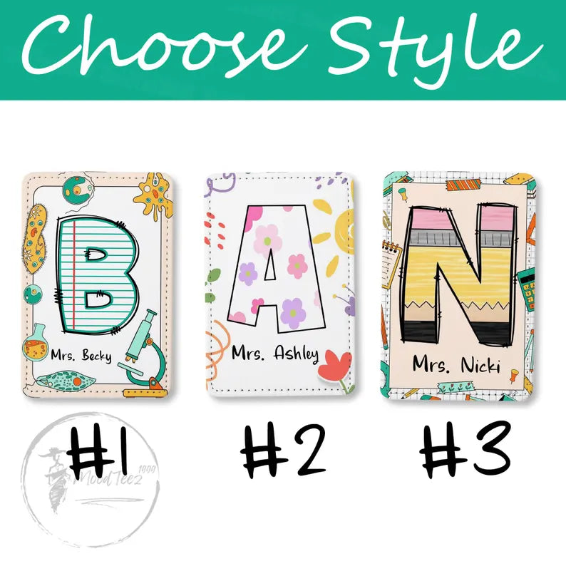 Custom Name Teacher Leather ID Card Holder, Custom Teacher Lanyard Accessories, Teacher Back to School Gift, Teacher School Supply Gift