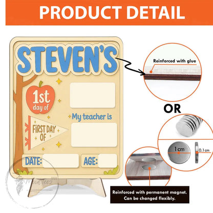 Custom First Day of School Sign, Back to School Sign, Reusable School Board with Name, Kindergarten First Day Sign, Gift for Boys, Wood Sign