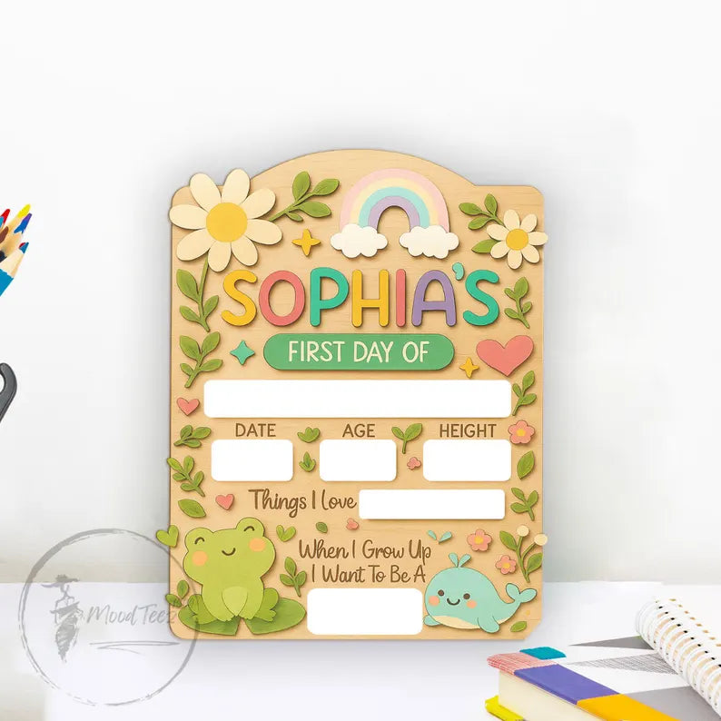 Personalized Back To School Sign, Kindergarten First Day Sign, Groovy School Board, Custom First Day Of School Sign, Acrylic School Sign