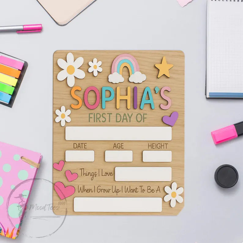Customized First And Last Day School Sign, Back to School Sign, Kindergarten 1st Day of School Sign, First Day School Wooden School Board