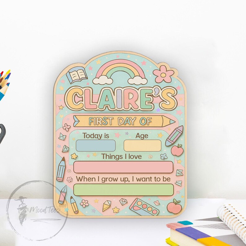 Personalized First And Last Day School Sign Reusable, Back to School Sign, Kindergarten 1st Day of School Sign, First Day School Board