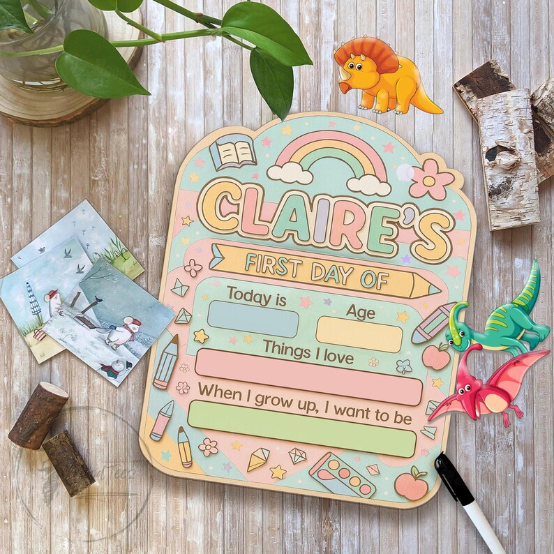 Personalized First And Last Day School Sign Reusable, Back to School Sign, Kindergarten 1st Day of School Sign, First Day School Board