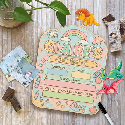 Personalized First And Last Day School Sign Reusable, Back to School Sign, Kindergarten 1st Day of School Sign, First Day School Board