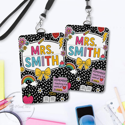 Composition Book Teacher ID Badge Holder, Back To School Gift, Lanyard Accessories, Teacher Appreciation, Teacher Gifts, Custom ID Holder