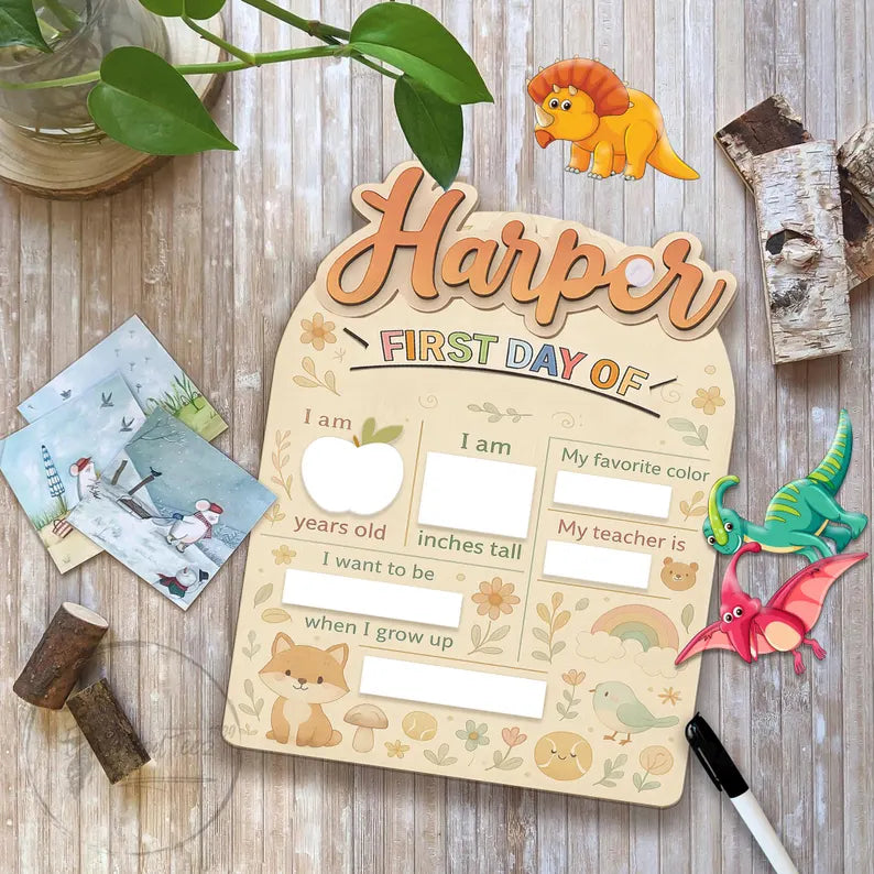 Personalized First Day School Sign, Back to School Sign, Kindergarten 1st And Last Day of School Sign, Pre-K First Day School Wooden Sign