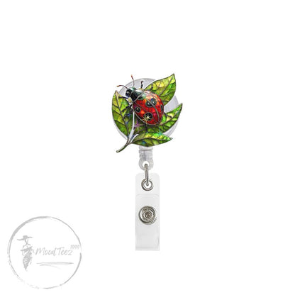 Ladybug Leaf Badge Reel, Nature ID Clip for Nurse Teacher, Insect Retractable Name Tag, Cute Garden Bug Badge Holder