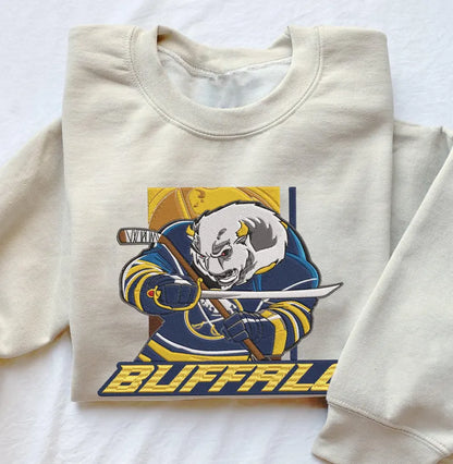 Embroidered Buffalo Hockey Sweatshirt, Football Sweatshirt, Hockey Team Shirt, Buffalo NHL Shirt, Gameday Sweatshirt, Retro Buffalo Hockey Fan Embroidered Shirt