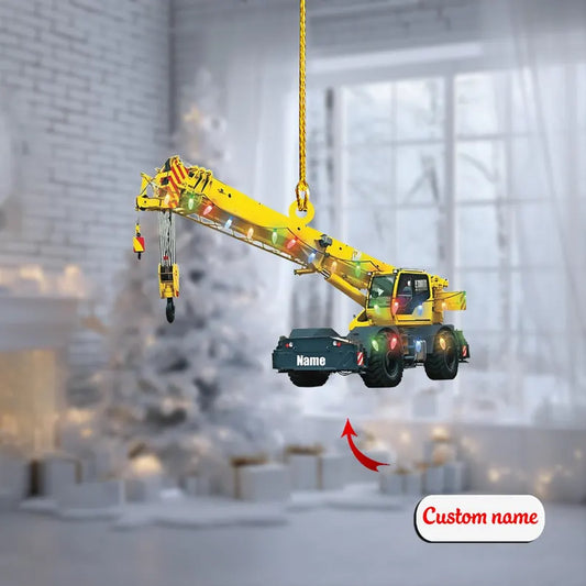 Custom Crane Truck Ornament, Personalized Construction Christmas Decoration, Unique Builder Holiday Gift, Heavy Equipment Operator Ornament