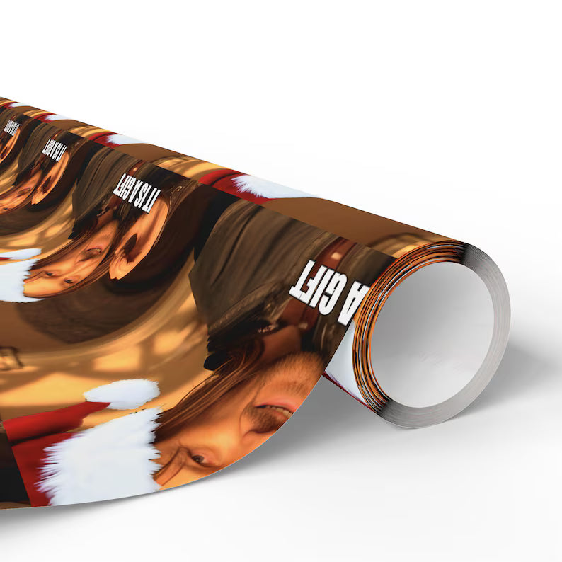 Boromir It Is A Gift Christmas Wrapping Paper, LOTR Gift Wrap, Funny Secret Santa Gift Wrap, Boromir Santa Hat Christmas Idea