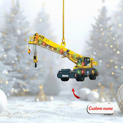 Custom Crane Truck Ornament, Personalized Construction Christmas Decoration, Unique Builder Holiday Gift, Heavy Equipment Operator Ornament