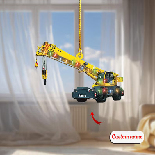 Custom Crane Truck Ornament, Personalized Construction Christmas Decoration, Unique Builder Holiday Gift, Heavy Equipment Operator Ornament