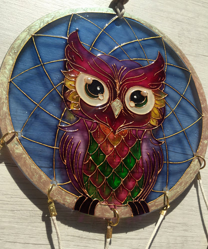 Stained Glass Owl decor Suncatcher Window Hangings