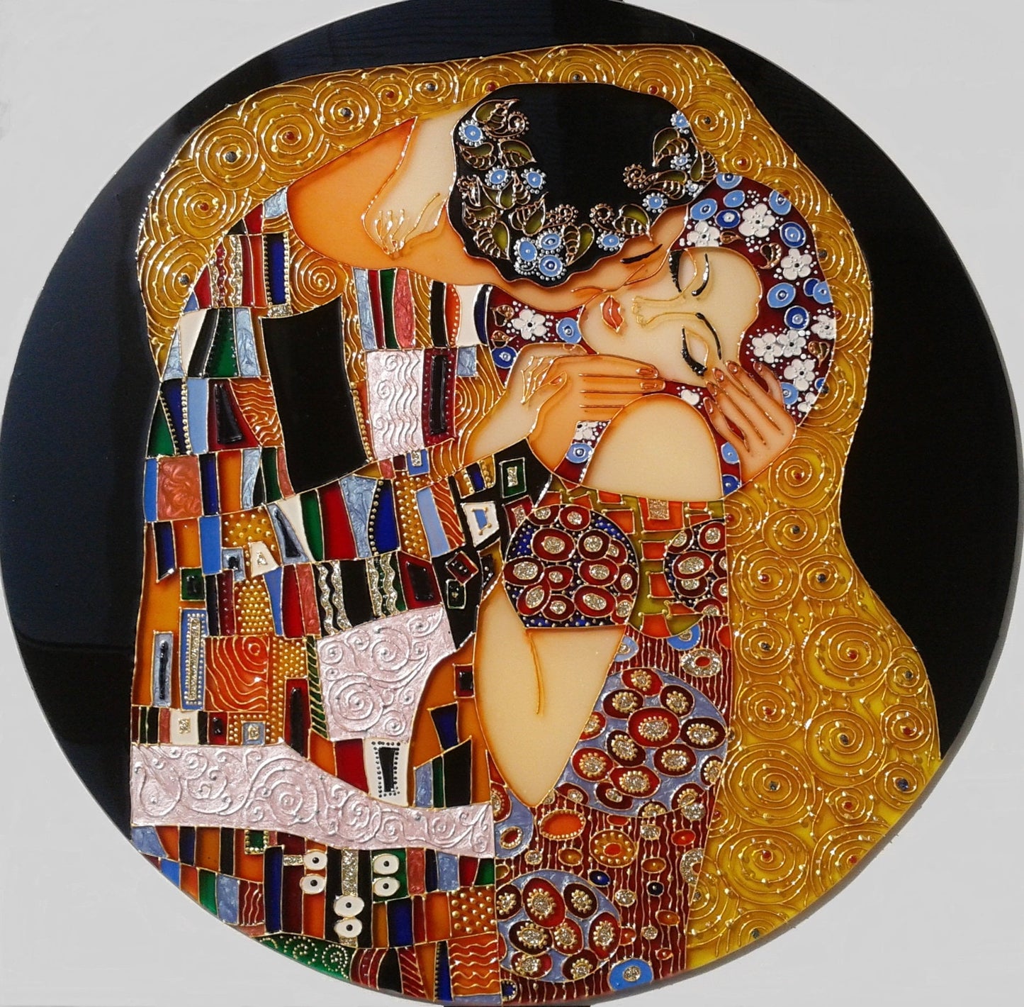 Klimt The Kiss Stained glass panel Wedding gift Gift for Wedding anniversary Stained glass painting