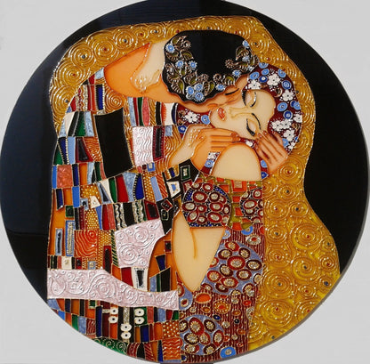 Klimt The Kiss Stained glass panel Wedding gift Gift for Wedding anniversary Stained glass painting
