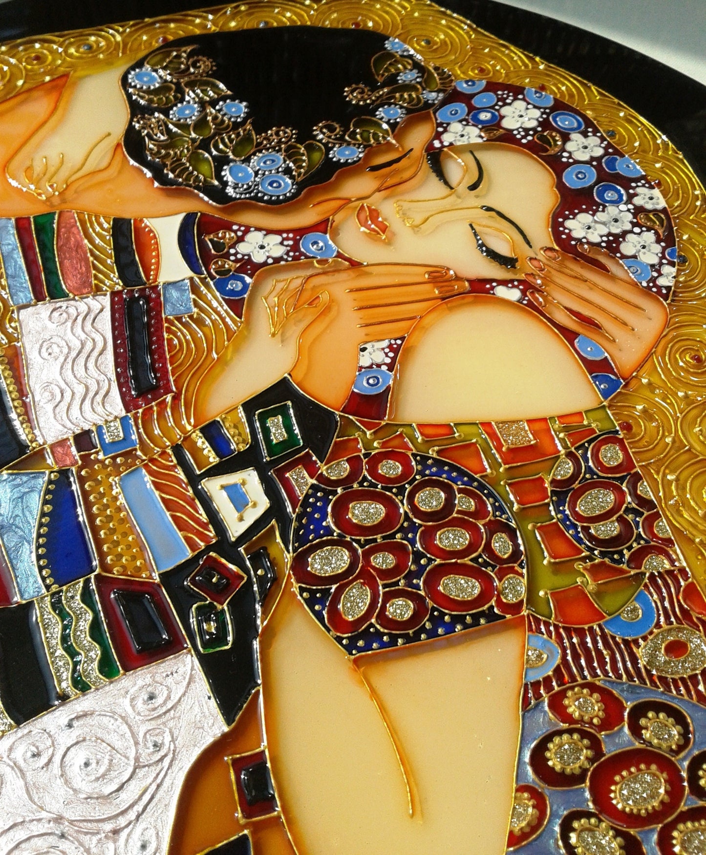 Klimt The Kiss Stained glass panel Wedding gift Gift for Wedding anniversary Stained glass painting