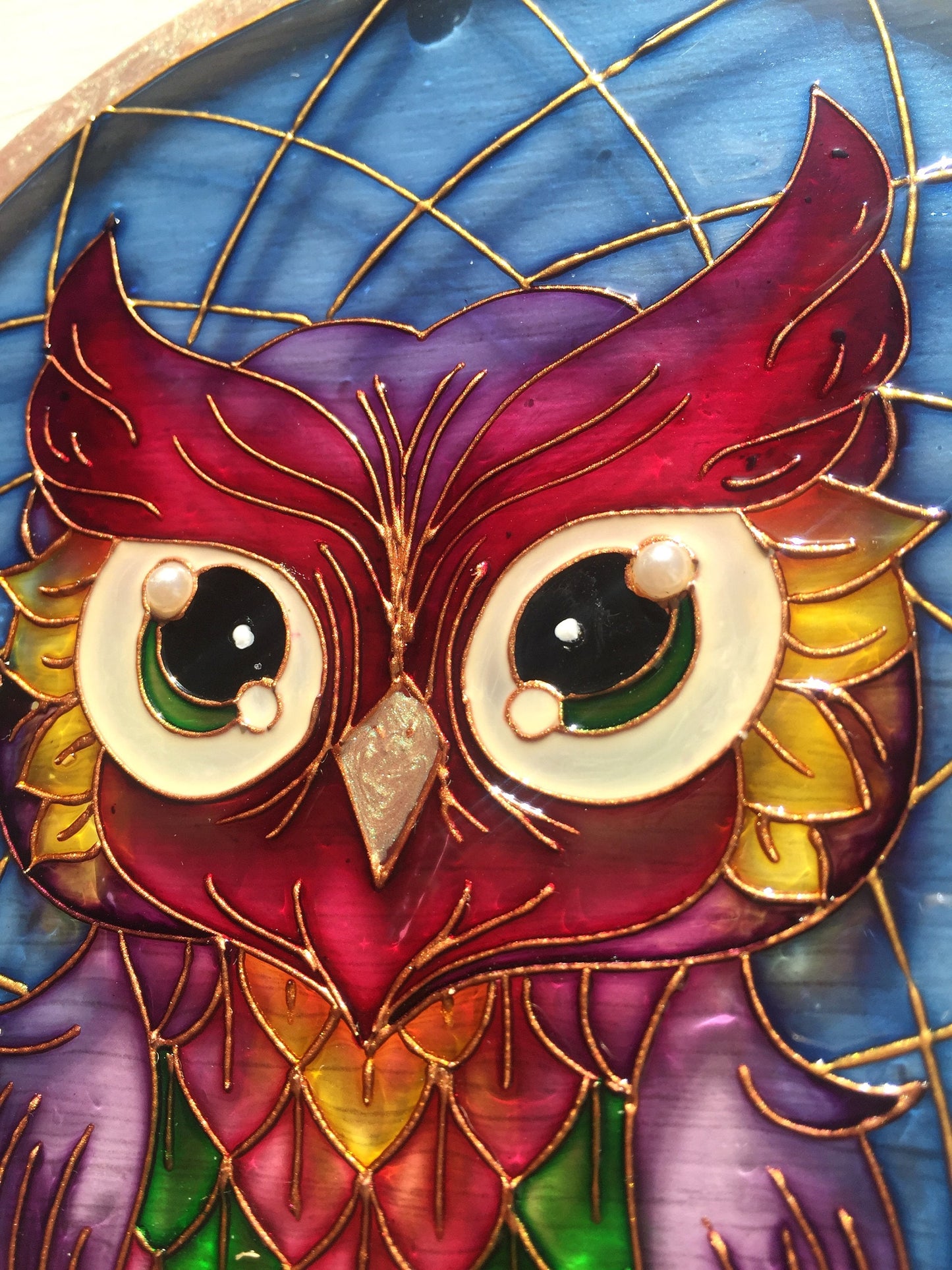 Stained Glass Owl decor Suncatcher Window Hangings