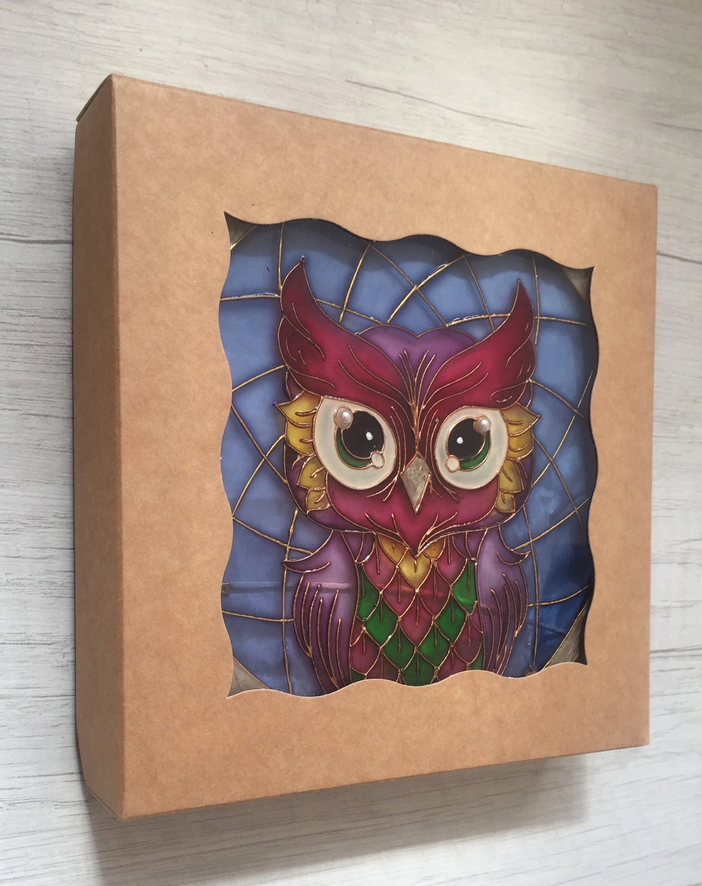 Stained Glass Owl decor Suncatcher Window Hangings
