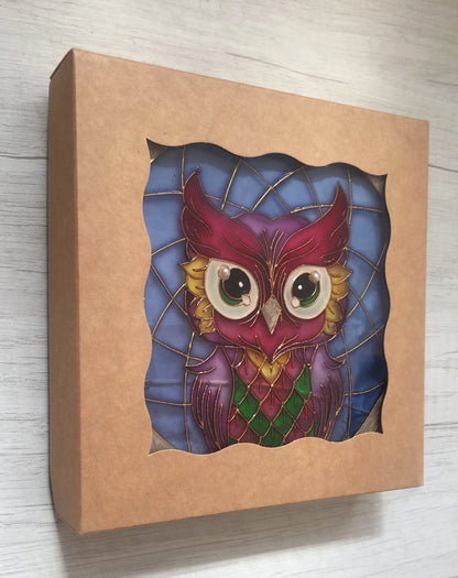 Stained Glass Owl decor Suncatcher Window Hangings