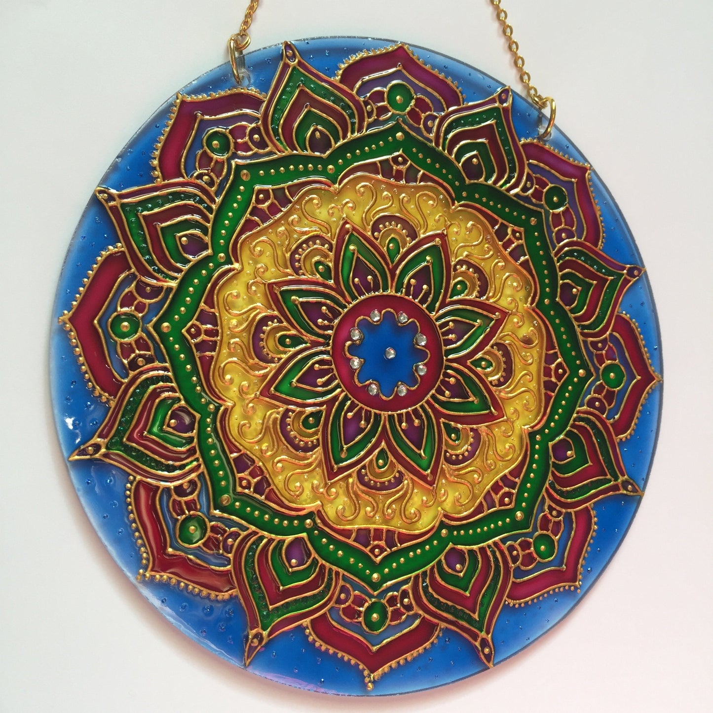 Indie Sacred geometry art Mandala Meditation Stained Glass room decor Hanging Sun catcher for Window