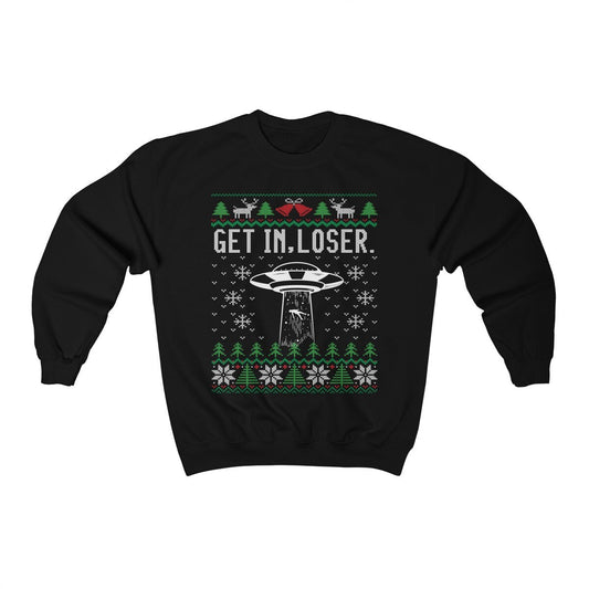 Ufo Funny Ugly Christmas For Alien Believer Paranormal Encounter Get In Loser Alien Abduction Design Shirt Xmas Et Gift