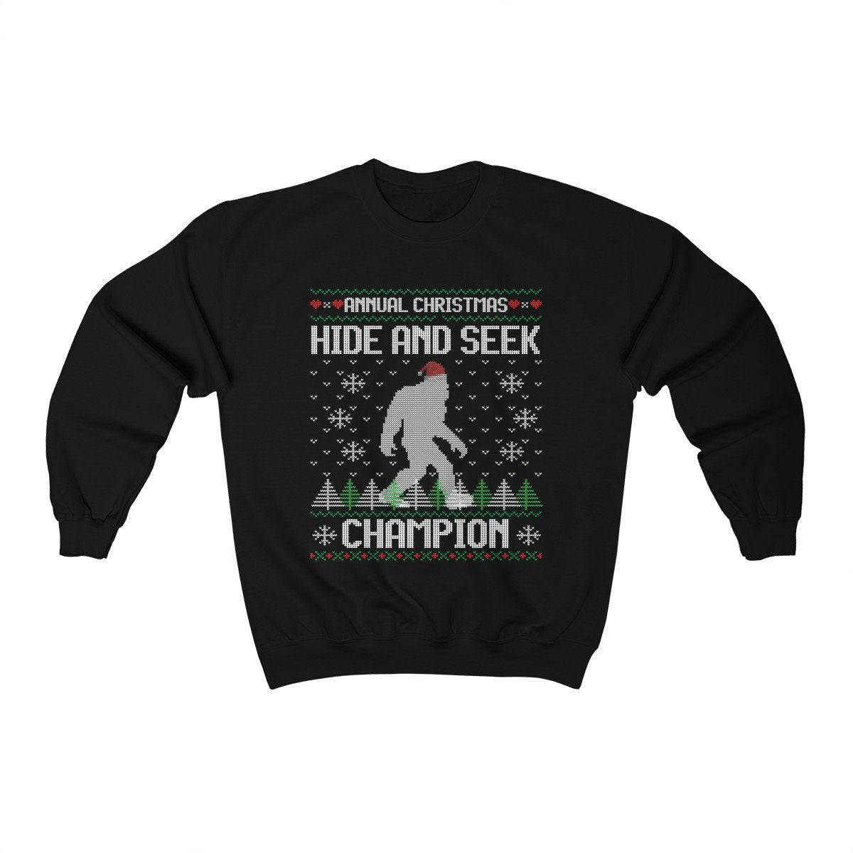 Funny Ugly Christmas For Man Santa Hat Sasquatch Shirt Bigfoot Hide And Seek Champion Xmas Gift Present Unisex Heavy