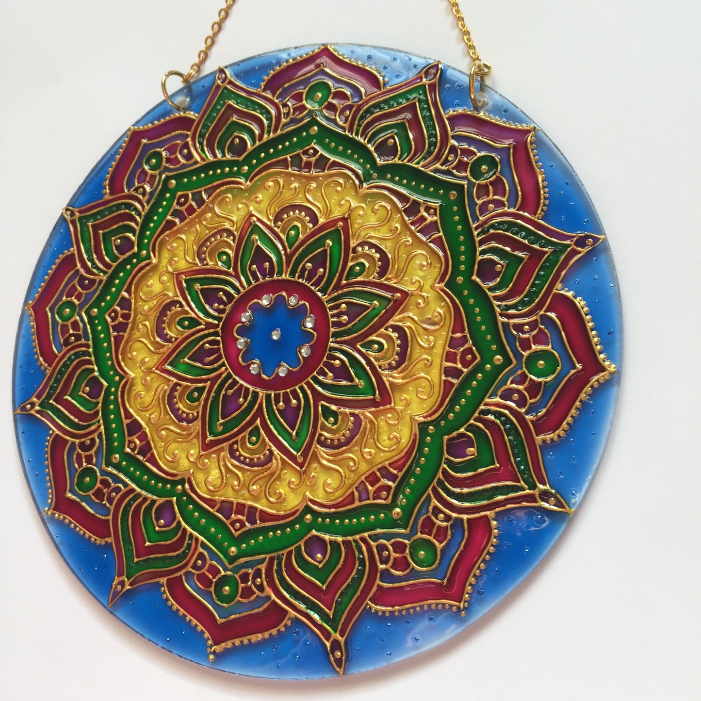 Indie Sacred geometry art Mandala Meditation Stained Glass room decor Hanging Sun catcher for Window