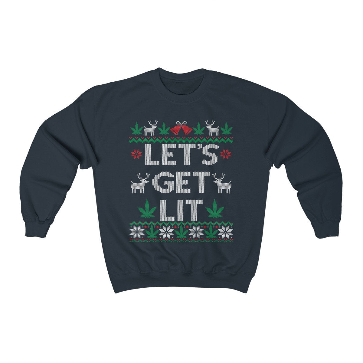 Marijuana Leaf Funny Ugly Christmas Sweatshirt For Cannabis Smoker Weed Vaporizer Pothead Gift Stoner Xmas Unisex Heavy Blend