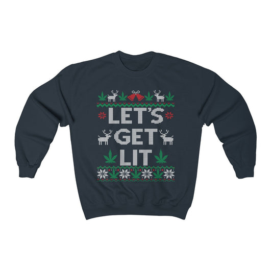 Marijuana Leaf Funny Ugly Christmas Sweatshirt For Cannabis Smoker Weed Vaporizer Pothead Gift Stoner Xmas Unisex Heavy Blend