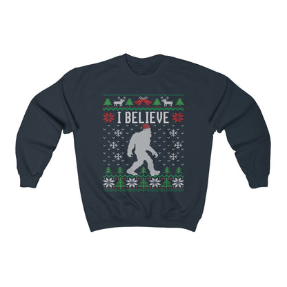 Funny Ugly Christmas Sweatshirt For Paranormal Believer Santa Hat Sasquatch Shirt Bigfoot Sweatshirt Xmas Gift Present Unisex H