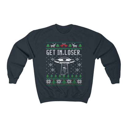 Ufo Funny Ugly Christmas For Alien Believer Paranormal Encounter Get In Loser Alien Abduction Design Shirt Xmas Et Gift
